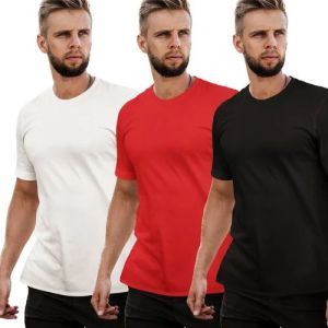 Mens Multicolor Round Neck Plain T-Shirt