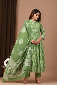 Anarkali dress pure cotton hand block printed