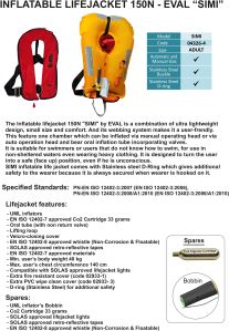 Inflatable Life Jacket Automatic 150N - Eval Simi