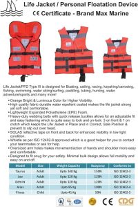 Life Jacket Orange - Polyethylene Foams