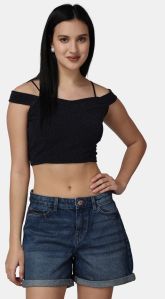 Shimmer Off Shoulder Crop Top