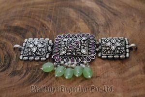 Oxidised Silver Choker Necklace Set