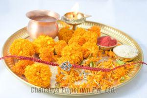 Divine Om in Trisul and Damru Silver Rakhi