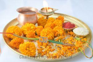 Divine Om and Swastik Silver Rakhi