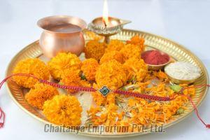 Intricate Cutstone Silver Rakhi