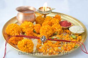 Lord Ganesh Design Silver Rakhi