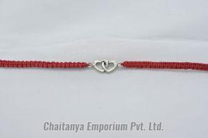 Fabulous Double Heart Design Silver Rakhi