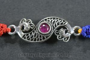 Intricate Peacock Fusion Silver Rakhi