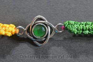 Intricate Cutstone Silver Rakhi