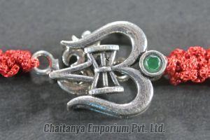 Divine Om in Trisul and Damru Silver Rakhi