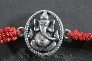 Lord Ganesh Design Silver Rakhi