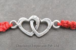 Fabulous Double Heart Design Silver Rakhi