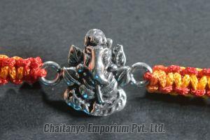 Divine Lord Ganesh Design Silver Rakhi