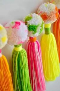 Multicolor Pom Pom Tassels