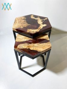 Hexagonal Epoxy Coffee Table Set