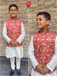 Kids Boy Kurta Koti Pyjama set