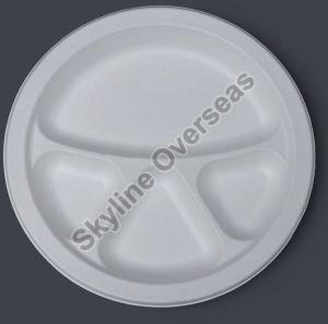 10 Inch 4 Compartment Sugarcane Bagasse Round Plate