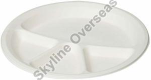 12 Inch 4 Compartment Round Sugarcane Bagasse Plate