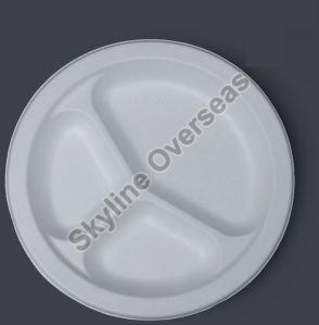 9 Inch Round 3 Compartment Sugarcane Bagasse Plate