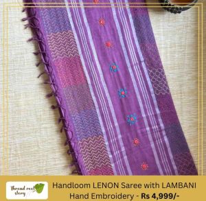 Handloom Lenon Saree with Lambani