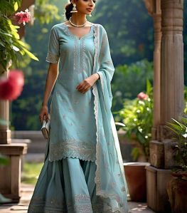 Ladies Kurti Sharara with Dupatta Set