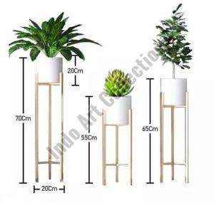 Modern Metal Floor Flower Stands Planter for Living Room Bedroom Display Plant Stand Tall Indoor Plant Stand with Planter Pot -Set of 3 (White)