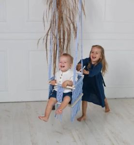 Blue Macrame Baby Swing Chair