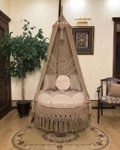 Brown Cotton Macrame Hammock Swing Chair