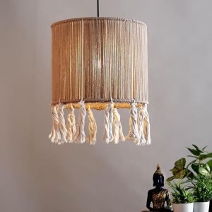 Light Brown Macrame Hanging Lamp Shade