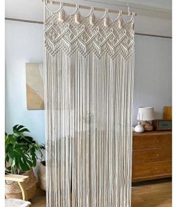 White Cotton Macrame Curtain