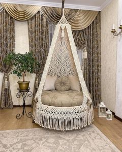 White Cotton Macrame Hammock Swing Chair