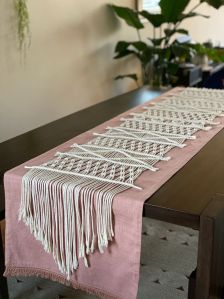 White Macrame Table Runner