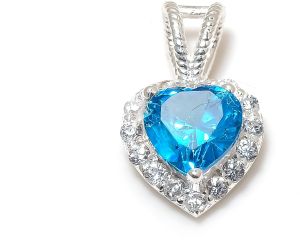 Heart Shape Sterling Silver Blue Topaz Gemstone Pendant