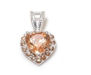 Heart Shape Sterling Silver Golden Topaz Gemstone Pendant
