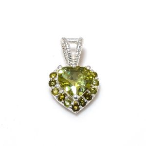 Heart Shape Sterling Silver Peridot Gemstone Pendant