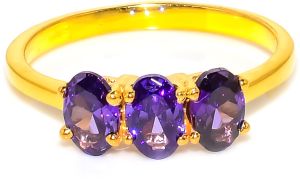 Oval Shape Sterling Silver Amethyst Gemstone Ring