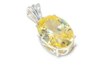 Oval Shape Sterling Silver Lemon Topaz Gemstone Pendant