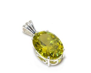 Oval Shape Sterling Silver Peridot Gemstone Pendant
