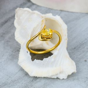 Pear Cut Sterling Silver Citrine Gemstone Ring