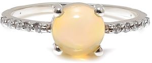 Round Sterling Silver Opal Gemstone Ring