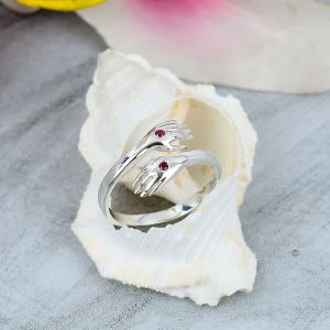 Ruby Gemstone Hugging Hand Ring