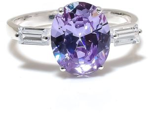 Sterling Silver Oval Cut Amethyst Gemstone Ring