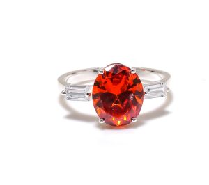 Sterling Silver Oval Garnet Gemstone Ring