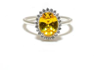 Sterling Silver Oval Shape Citrine Gemstone Ring