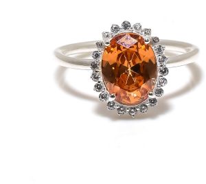 Sterling Silver Oval Shape Golden Topaz Gemstone Ring