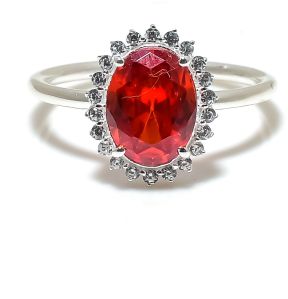 Sterling Silver Oval Shape Orange Topaz Gemstone Ring