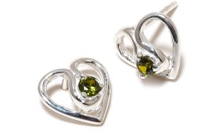Sterling Silver Peridot Gemstone Stud Earrings
