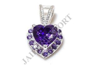 Heart Shape Sterling Silver Amethyst Gemstone Pendant