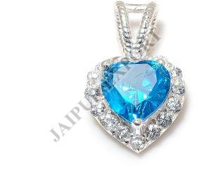 Heart Shape Sterling Silver Blue Topaz Gemstone Pendant