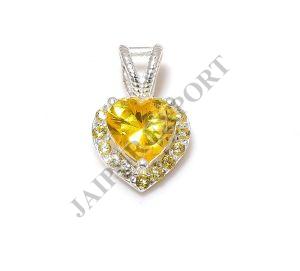 Heart Shape Sterling Silver Citrine Gemstone Pendant